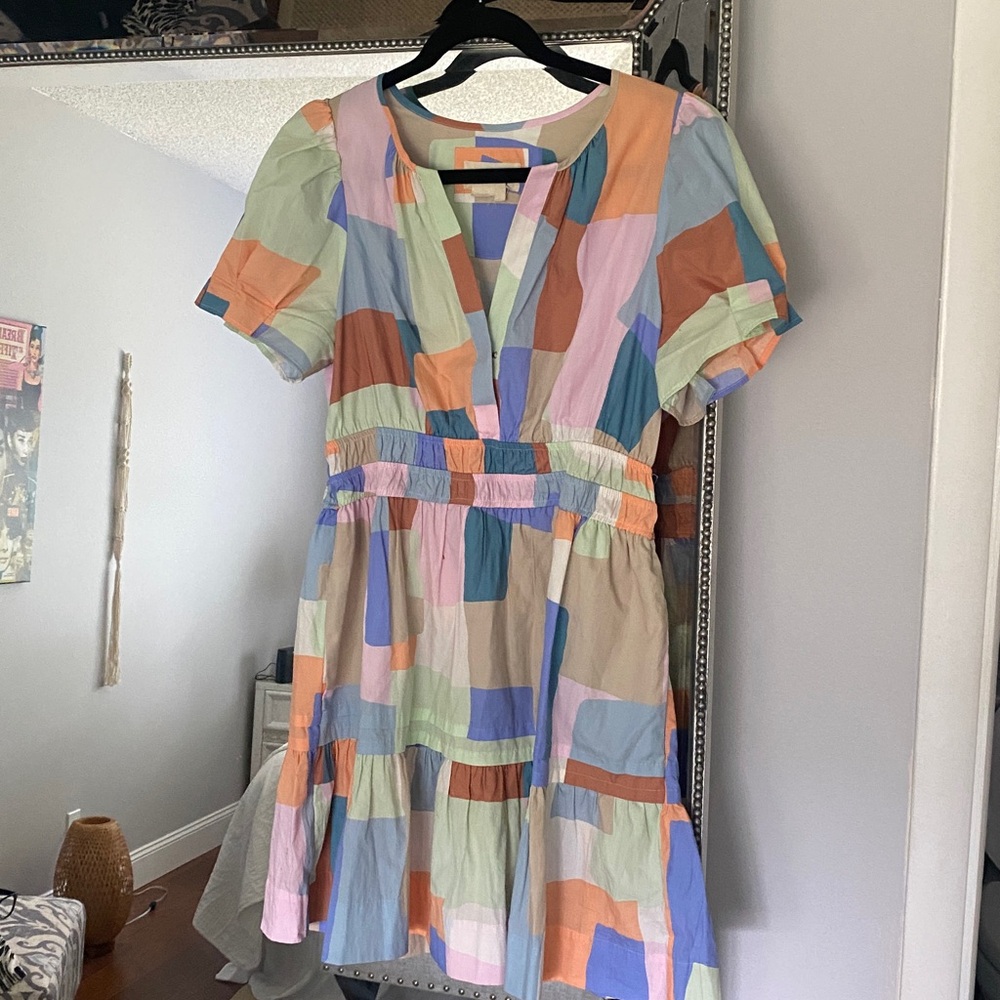 Anthropology, colorful block work Dress